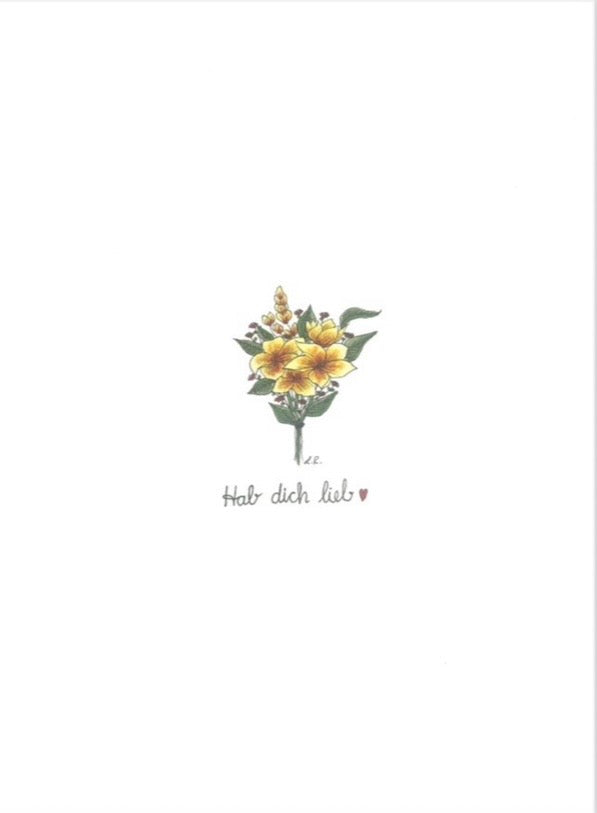 Hab dich lieb - Grußkarte gelb/orange
