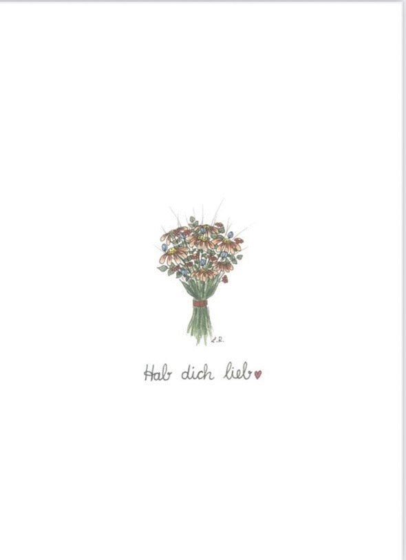 Hab dich lieb - Grußkarte rot/hellblau