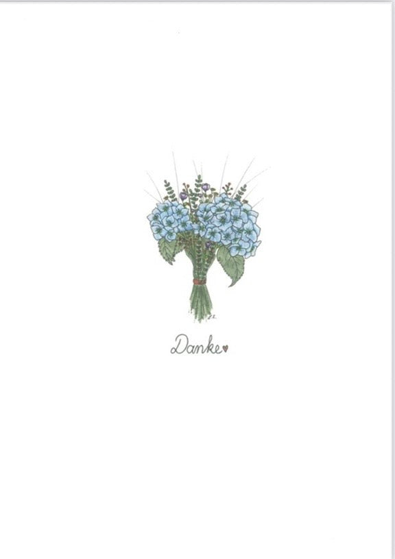 Danke - Grußkarte blaue Hortensie