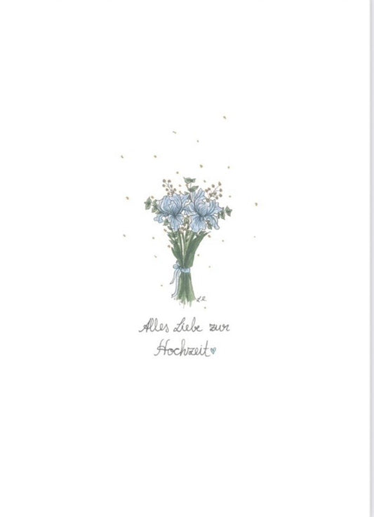 Alles Liebe zur Hochzeit - Grußkarte blau/gold