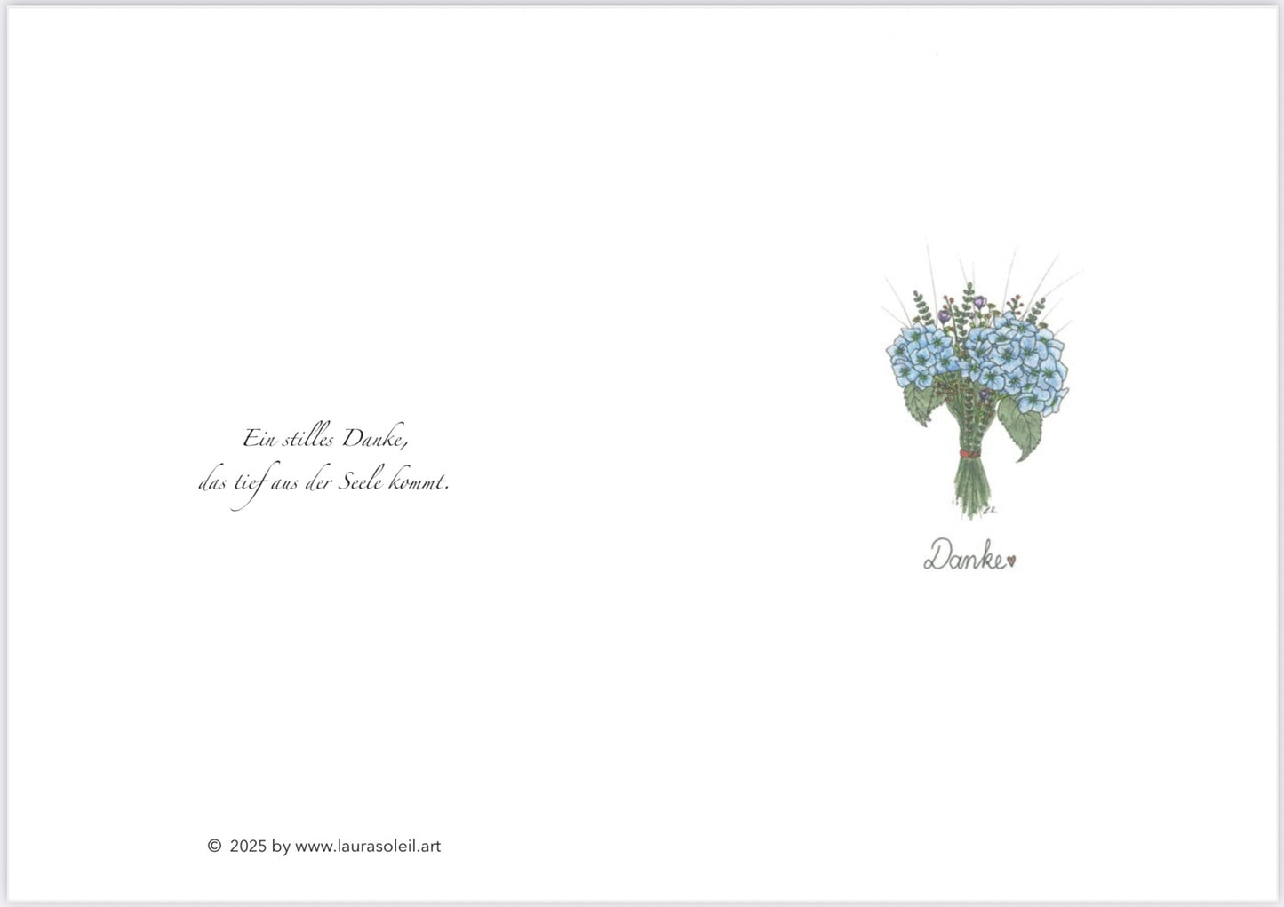 Danke - Grußkarte blaue Hortensie