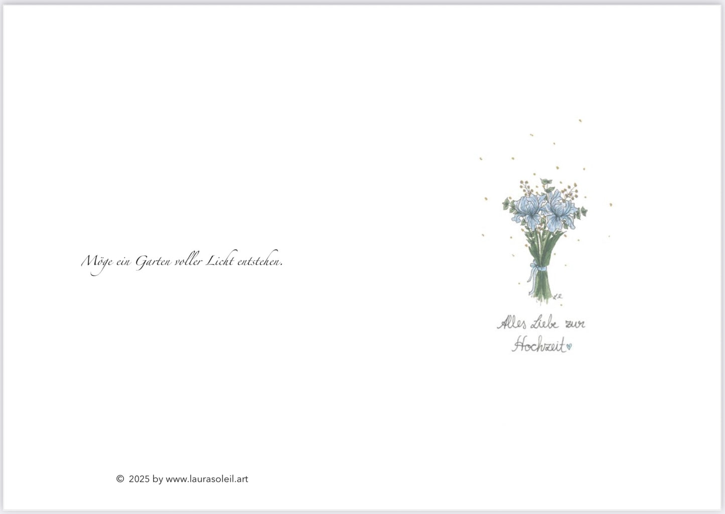 Alles Liebe zur Hochzeit - Grußkarte blau/gold