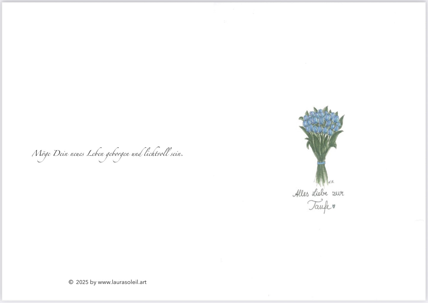 Alles Liebe zur Taufe - Grußkarte blaue Tulpen